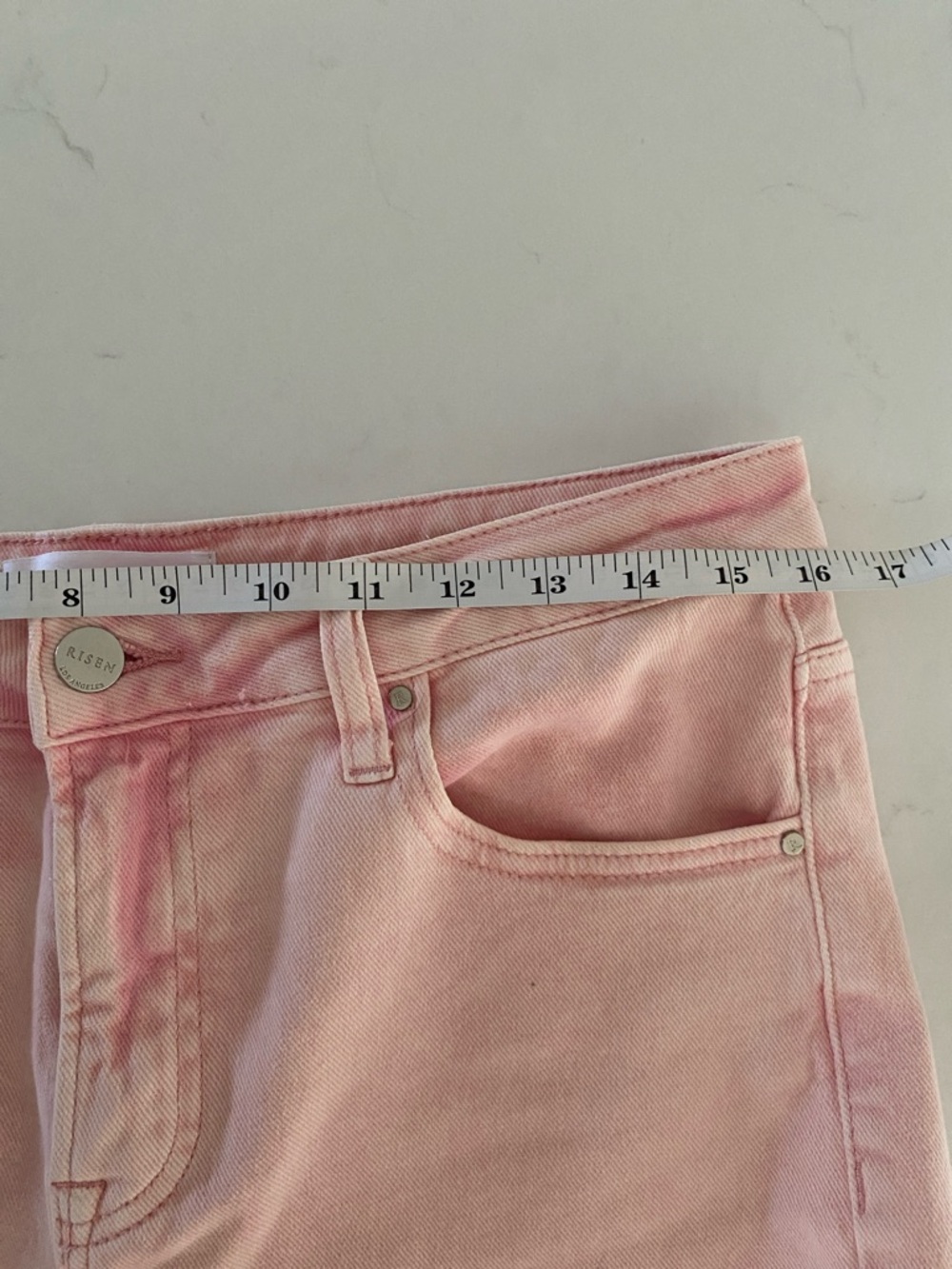 Risen Light Pink Distressed Jeans - Women's Flare, size 11/30, Like New! - Picture 6 of 8